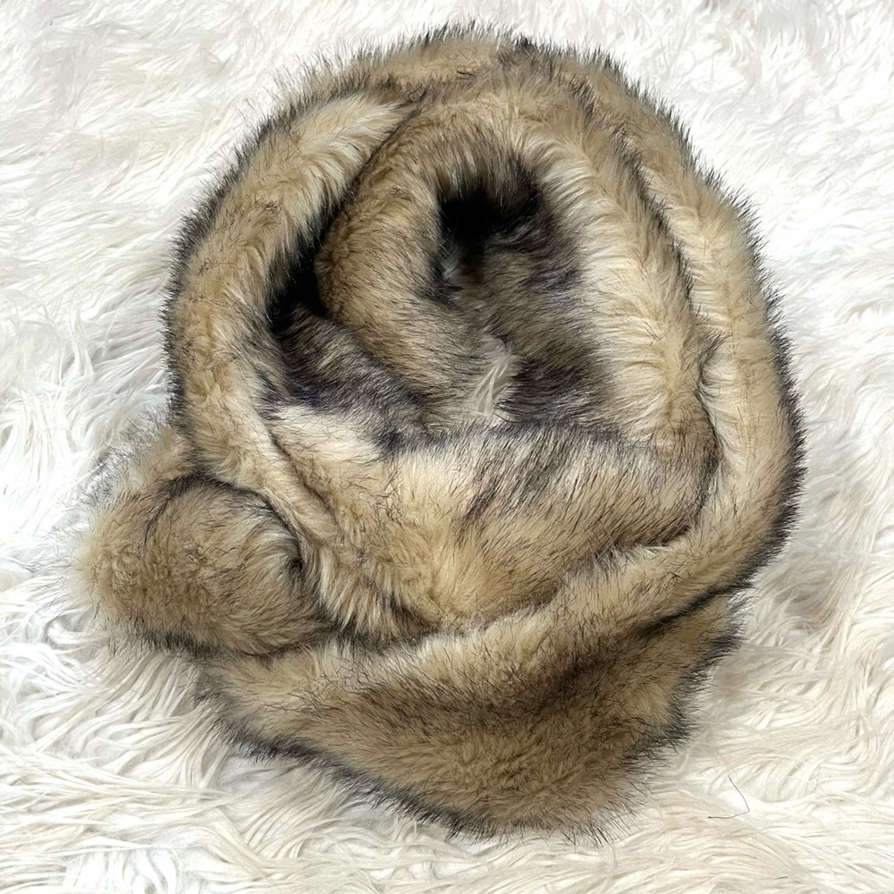 Faux Fox Fur Silver Infinity Scarf Loop Circle Neck Warmer